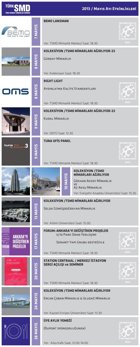 TSMD Mayıs 2013 Etkinlik Takvimi